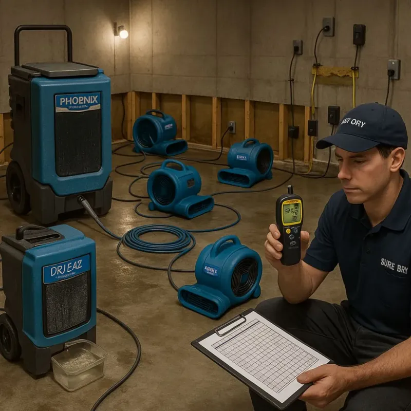 Structural Drying and Dehumidification process in Woodville, CA